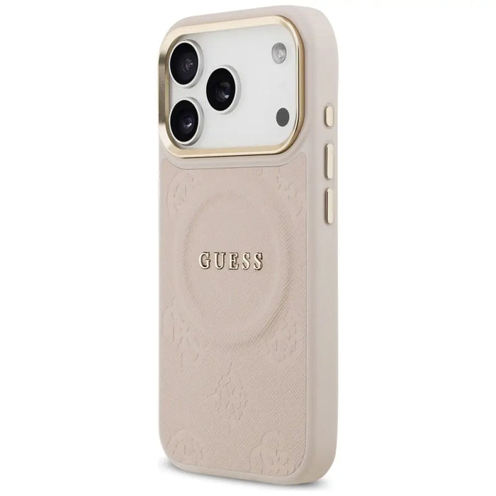 Калъф Guess Peony Hot Stamp MagSafe за iPhone 17 Pro - розов