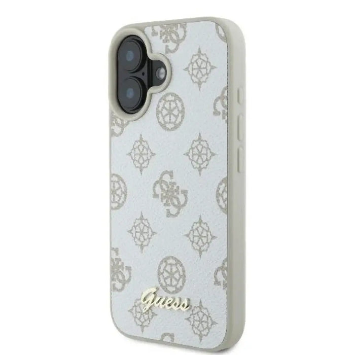 Калъф Guess Peony Script Logo MagSafe за iPhone 16 - бял