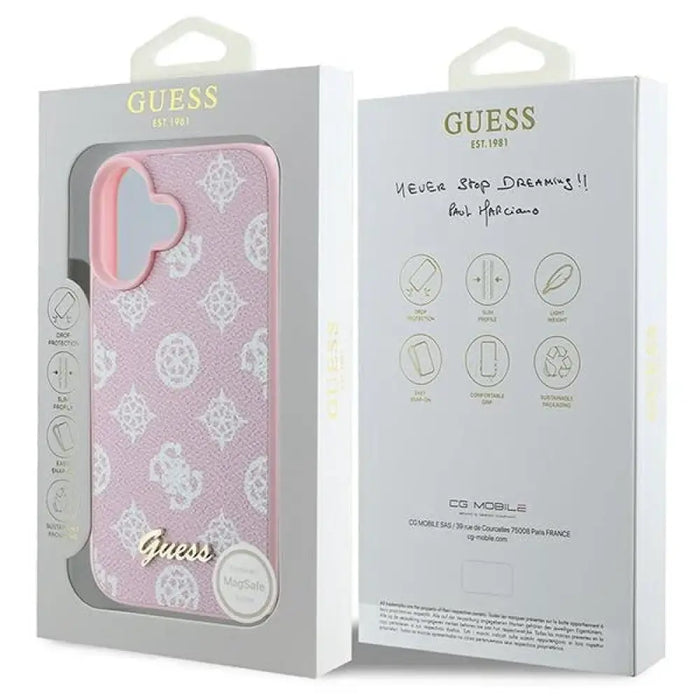 Калъф Guess Peony Script Logo MagSafe за iPhone 16 Plus