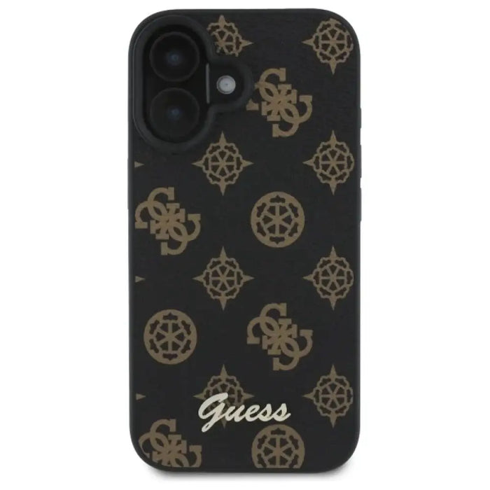 Калъф Guess Peony Script MagSafe за iPhone 16 - черен