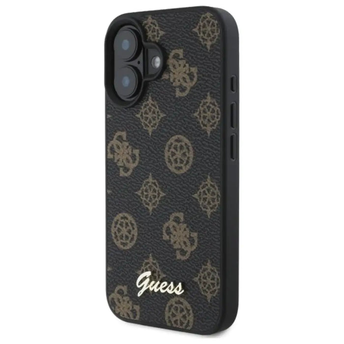 Калъф Guess Peony Script MagSafe за iPhone 16 - черен