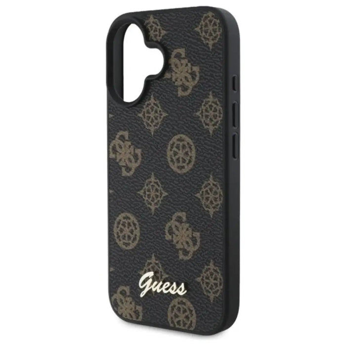 Калъф Guess Peony Script MagSafe за iPhone 16 - черен