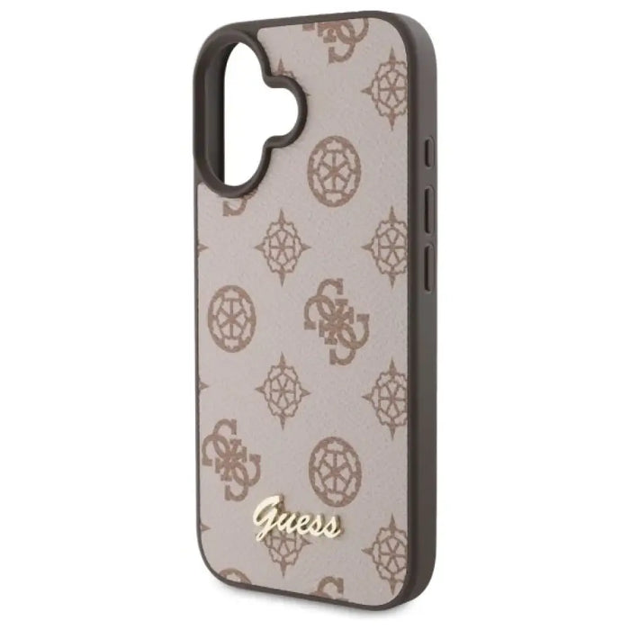 Калъф Guess Peony Script MagSafe за iPhone 16 - кафяв