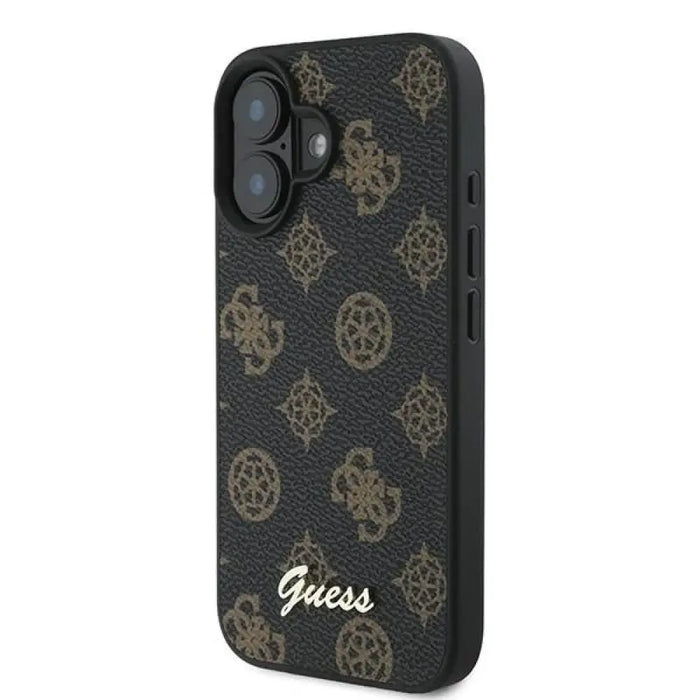 Калъф Guess Peony Script MagSafe за iPhone 16 Plus - черен