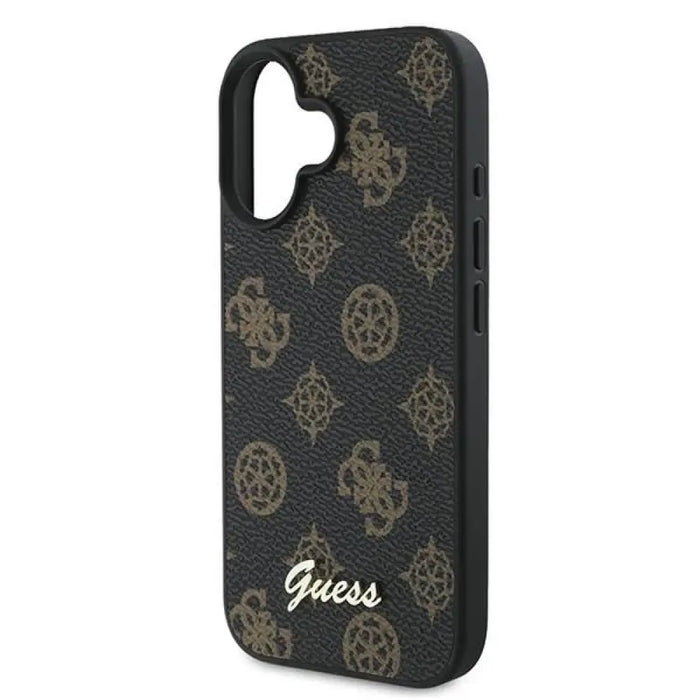 Калъф Guess Peony Script MagSafe за iPhone 16 Plus - черен