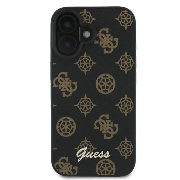 Калъф Guess Peony Script MagSafe за iPhone 16 Plus - черен