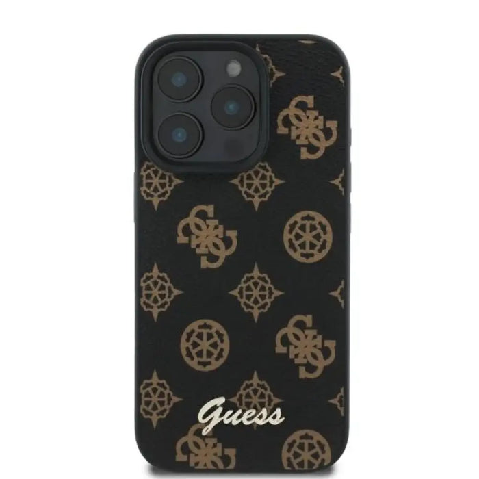 Калъф Guess Peony Script MagSafe за iPhone 16 Pro - черен