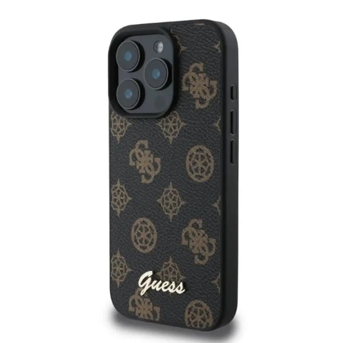 Калъф Guess Peony Script MagSafe за iPhone 16 Pro - черен