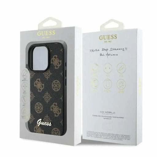 Калъф Guess Peony Script MagSafe за iPhone 16 Pro - черен