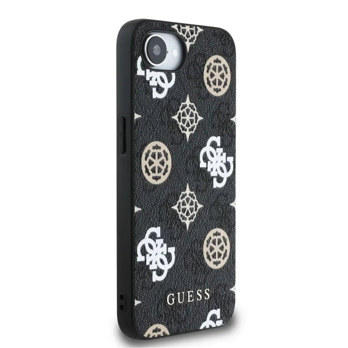 Калъф Guess PU 4G Peony с MagSafe за iPhone 16e - черен