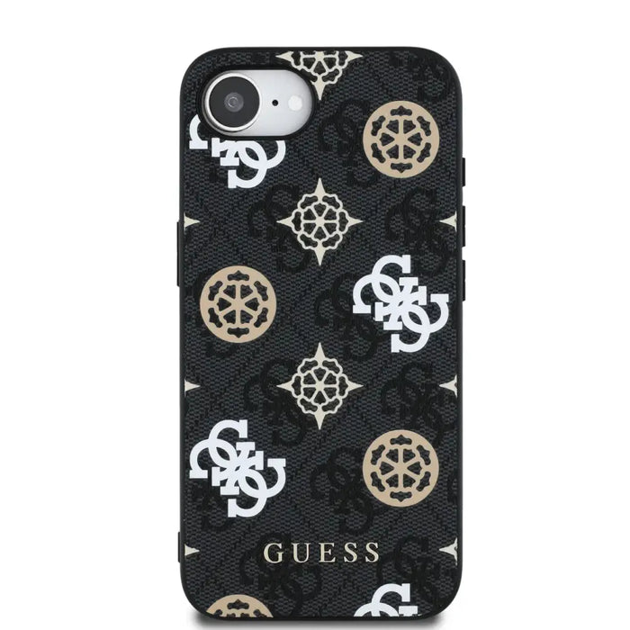 Калъф Guess PU 4G Peony с MagSafe за iPhone 16e - черен