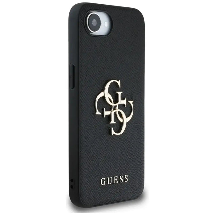 Калъф Guess PU Grained 4G Metal Logo за iPhone 16e - черен
