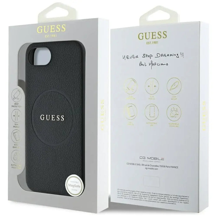 Калъф Guess PU Grained Classic Logo с MagSafe за iPhone 16e