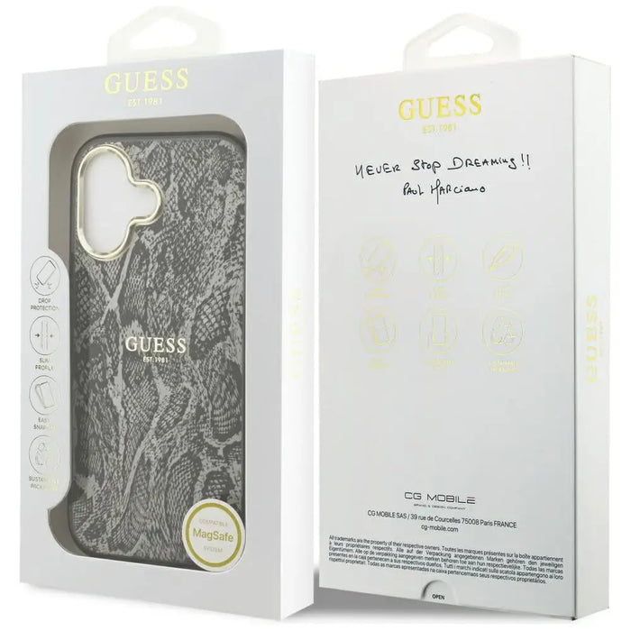 Калъф Guess Python Pattern MagSafe за iPhone 17 - черен