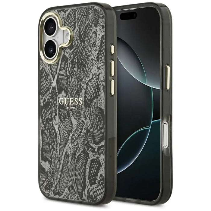 Калъф Guess Python Pattern MagSafe за iPhone 17 - черен