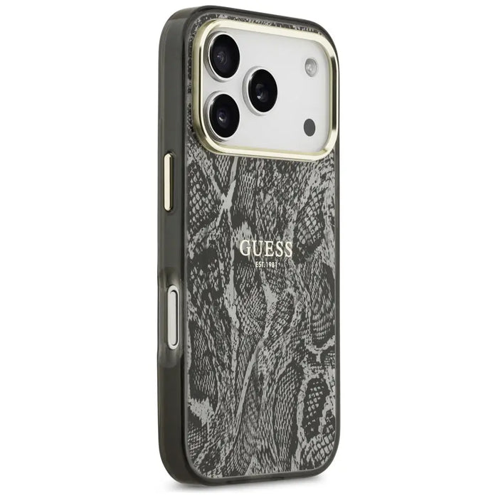 Калъф Guess Python Pattern MagSafe за iPhone 17 Pro - черен