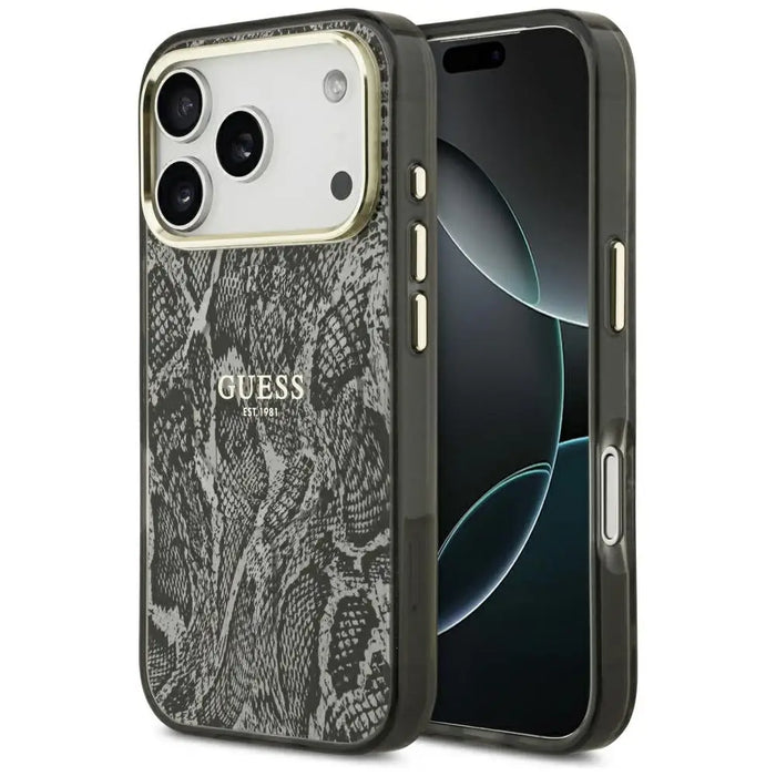 Калъф Guess Python Pattern MagSafe за iPhone 17 Pro - черен