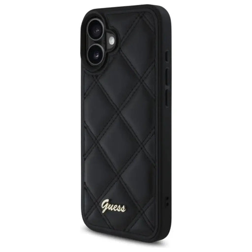 Калъф Guess Quilted Metal Logo iPhone 16 Plus - черен