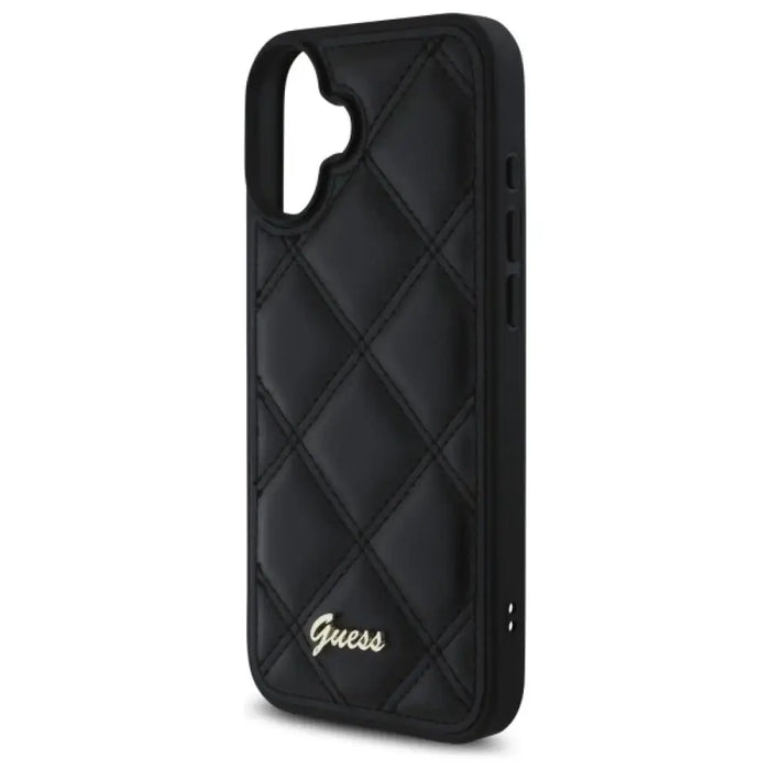 Калъф Guess Quilted Metal Logo iPhone 16 Plus - черен