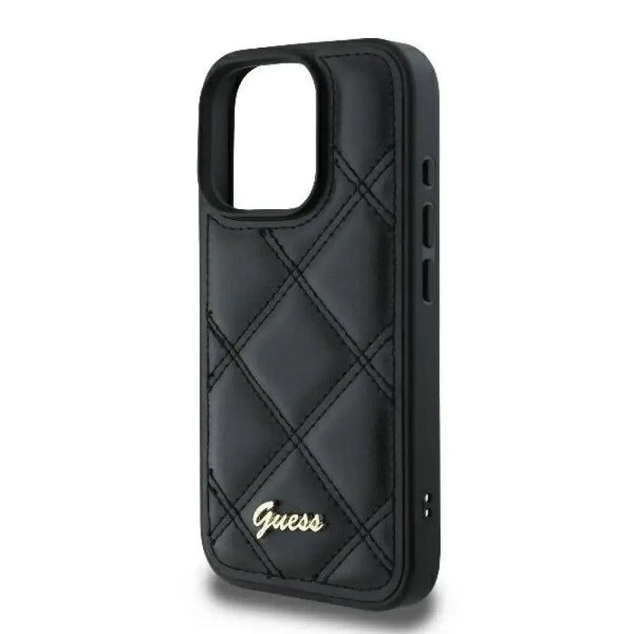 Калъф Guess Quilted Metal Logo iPhone 16 Pro Max - черен