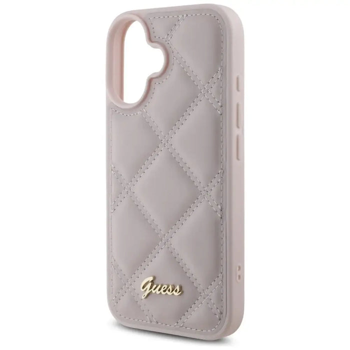 Калъф Guess Quilted Metal Logo iPhone 16 - розов