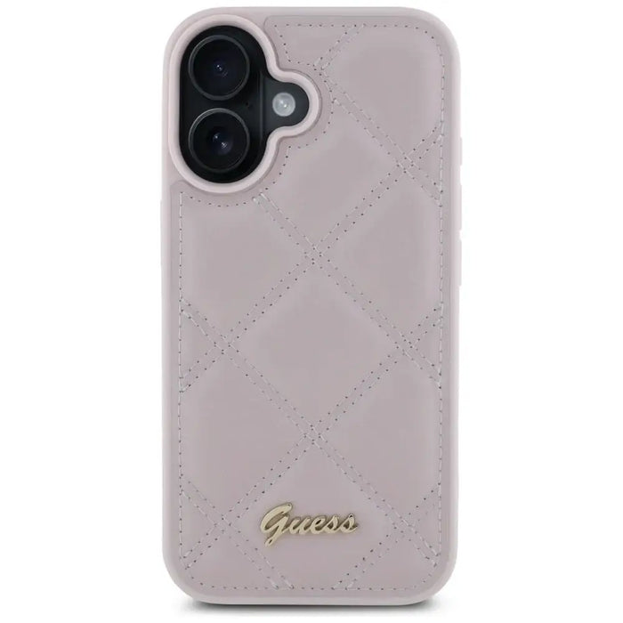 Калъф Guess Quilted Metal Logo iPhone 16 - розов