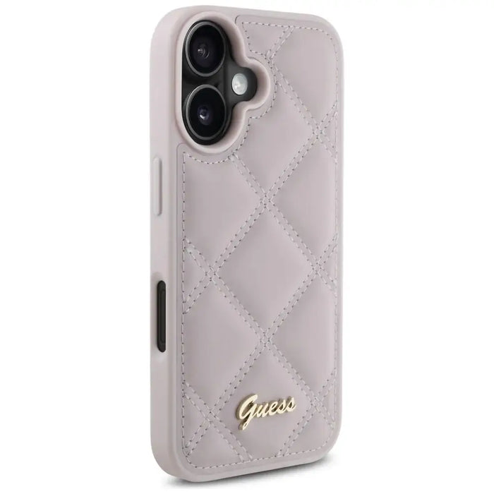 Калъф Guess Quilted Metal Logo iPhone 16 - розов