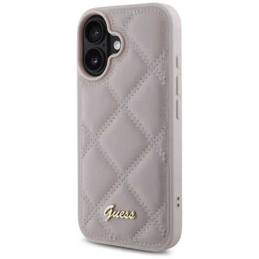 Калъф Guess Quilted Metal Logo iPhone 16 - розов