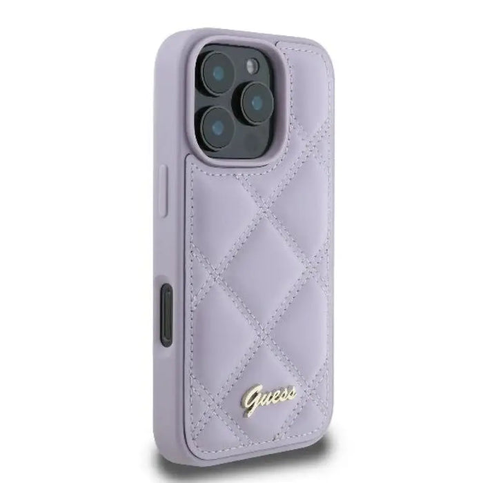 Калъф Guess Quilted Metal Logo за iPhone 16 Pro - светло