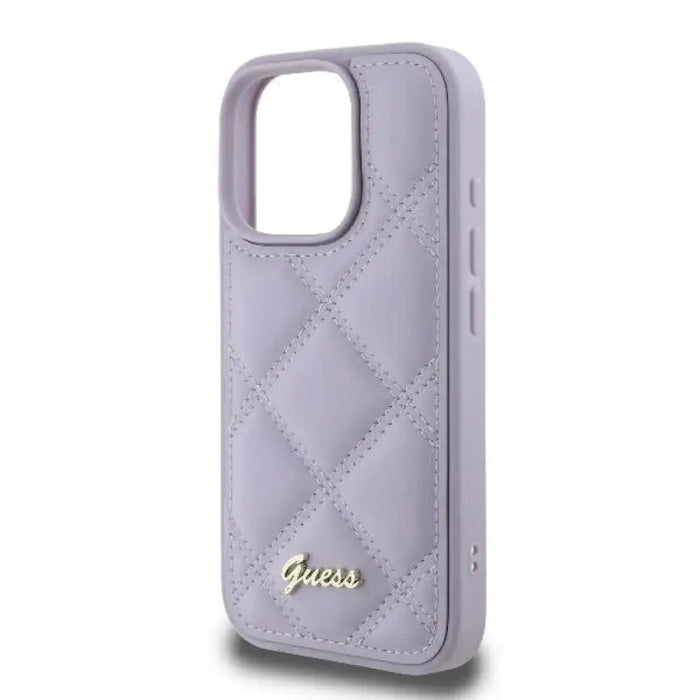 Калъф Guess Quilted Metal Logo за iPhone 16 Pro - светло