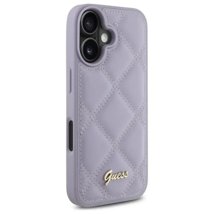 Калъф Guess Quilted Metal Logo за iPhone 16 - светло лилав