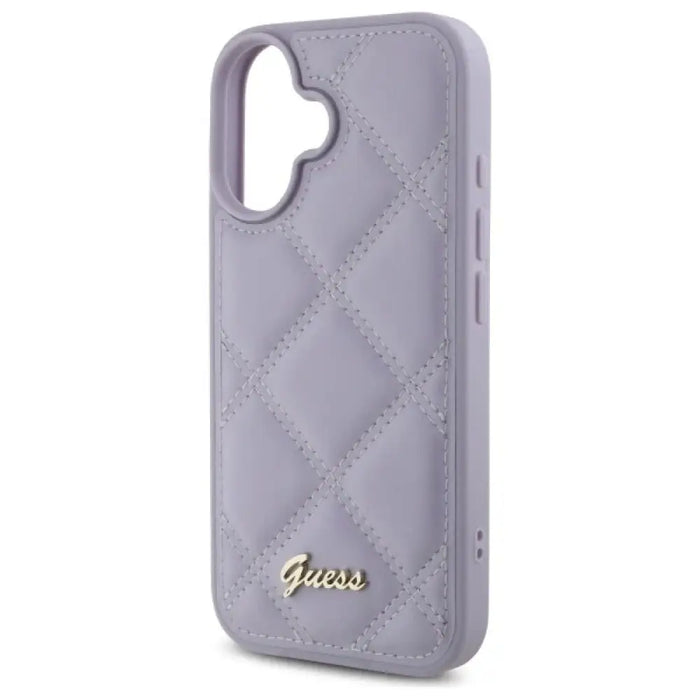 Калъф Guess Quilted Metal Logo за iPhone 16 - светло лилав