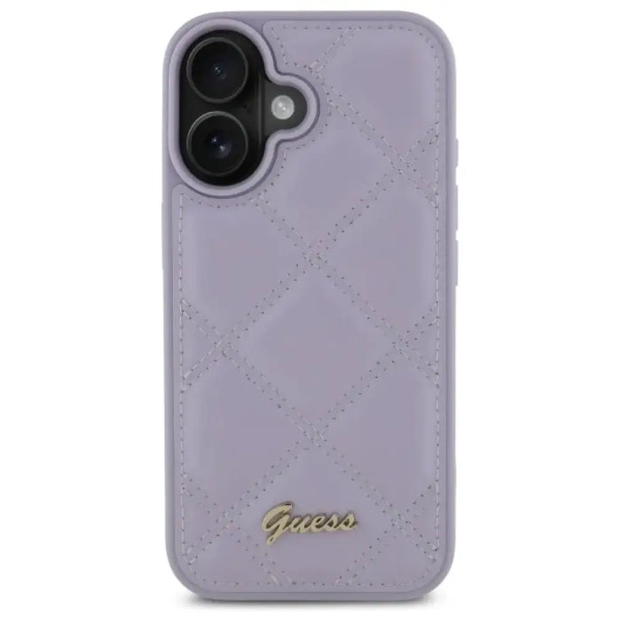 Калъф Guess Quilted Metal Logo за iPhone 16 - светло лилав