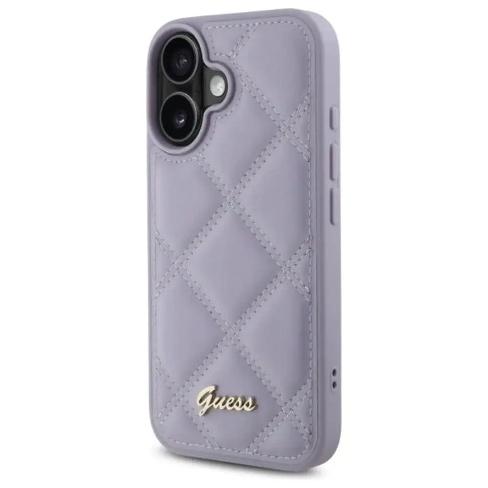 Калъф Guess Quilted Metal Logo за iPhone 16 - светло лилав