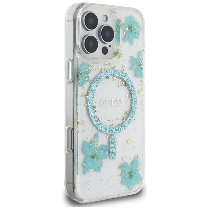 Калъф Guess Resin Flowers Glitter MagSafe iPhone 16 Pro Max
