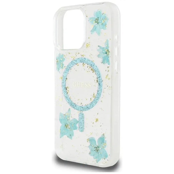 Калъф Guess Resin Flowers Glitter MagSafe iPhone 16 Pro Max