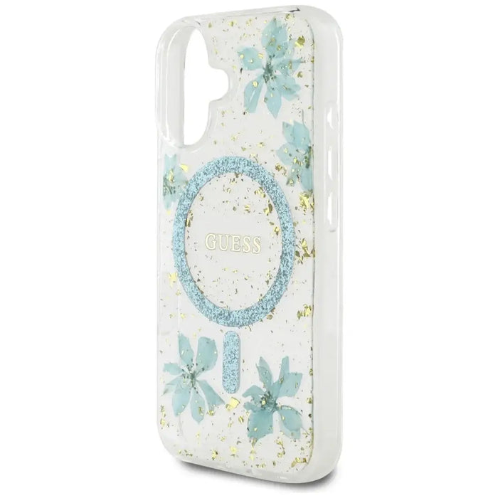 Калъф Guess Resin Flowers Glitter MagSafe iPhone 16