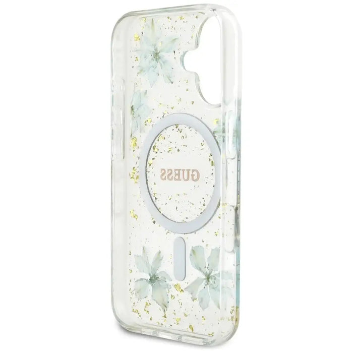 Калъф Guess Resin Flowers Glitter MagSafe iPhone 16