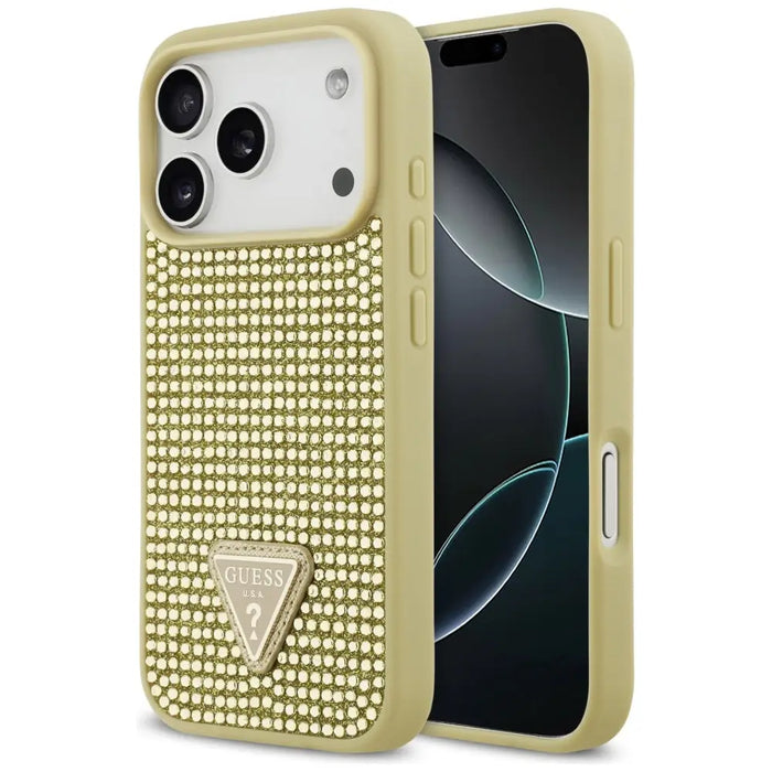 Калъф Guess Rhinestone Triangle Logo iPhone 17 Pro - златен