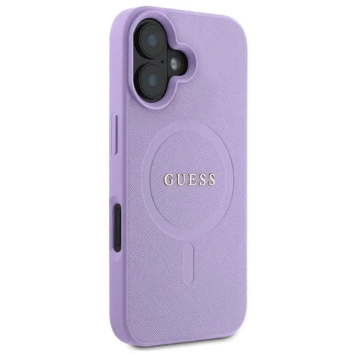 Калъф Guess Saffiano MagSafe за iPhone 16 - лилав