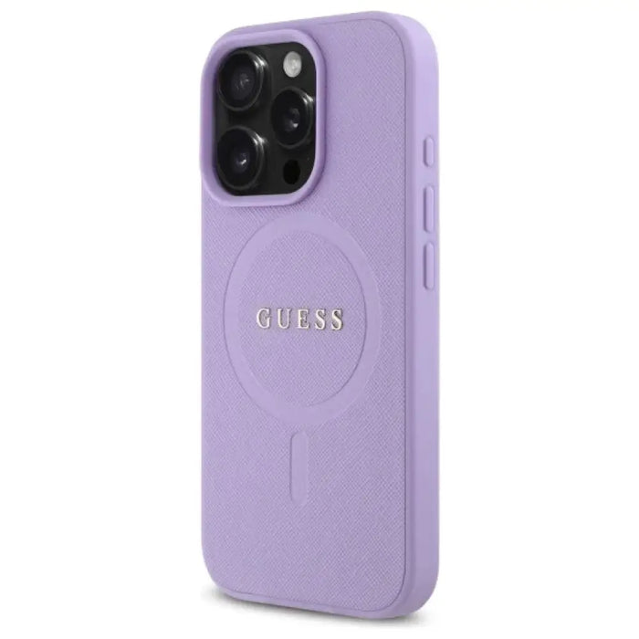 Калъф Guess Saffiano MagSafe за iPhone 16 Pro Max - лилав
