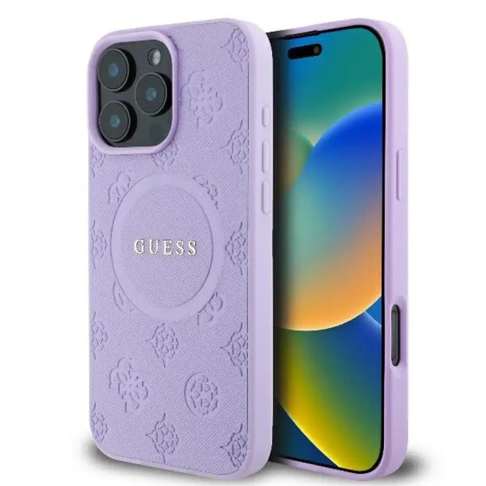 Калъф Guess Saffiano Peony Classic Logo MagSafe за iPhone