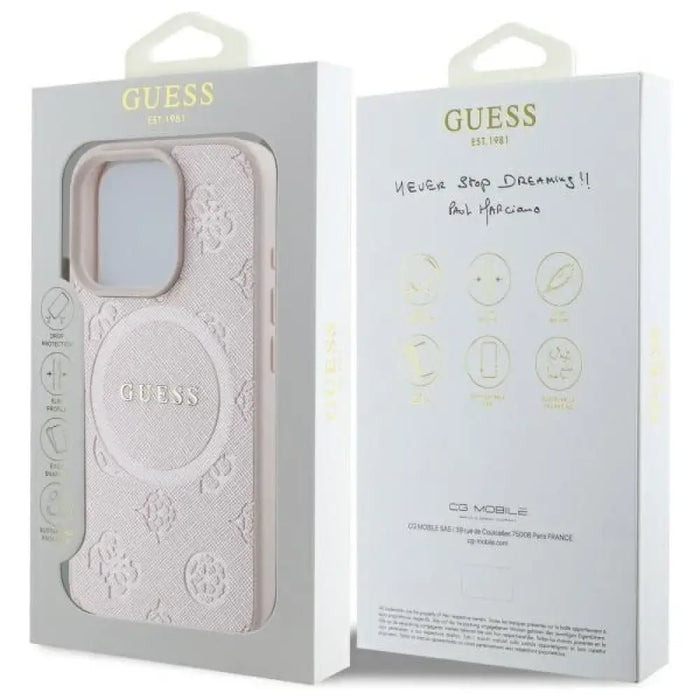 Калъф Guess Saffiano Peony Classic Logo MagSafe за iPhone