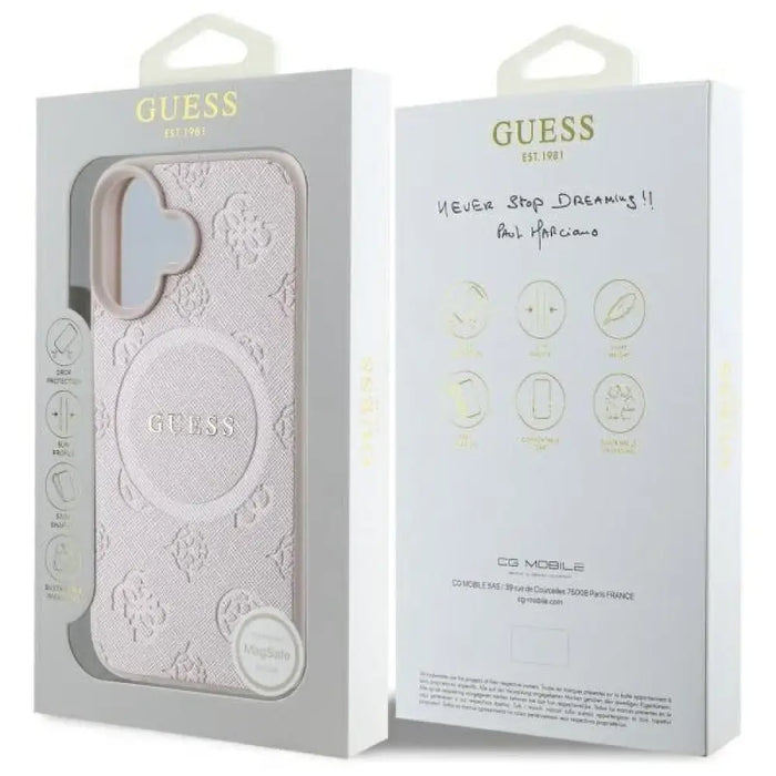 Калъф Guess Saffiano Peony Classic Logo MagSafe за iPhone