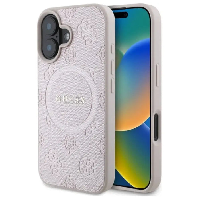 Калъф Guess Saffiano Peony Classic Logo MagSafe за iPhone