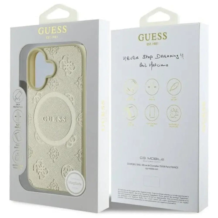 Калъф Guess Saffiano Peony Classic Logo MagSafe за iPhone