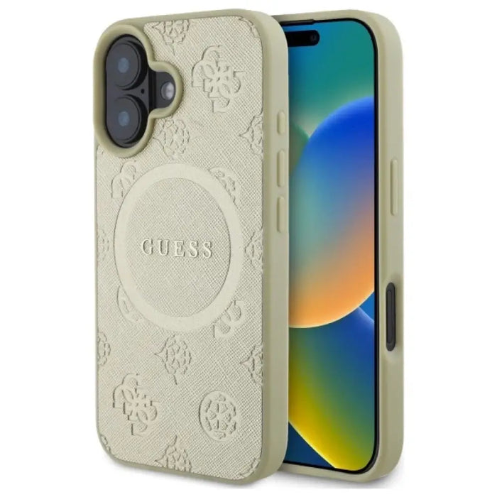 Калъф Guess Saffiano Peony Classic Logo MagSafe за iPhone
