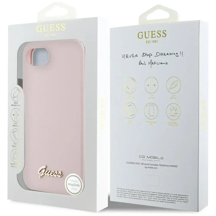 Калъф Guess Silicone Script Metal Logo MagSafe за iPhone