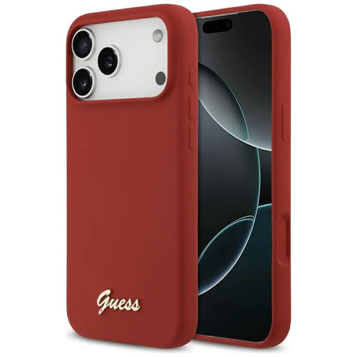 Калъф Guess Silicone Script Metal Logo MagSafe за iPhone 17