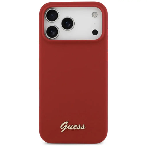 Калъф Guess Silicone Script Metal Logo MagSafe за iPhone 17